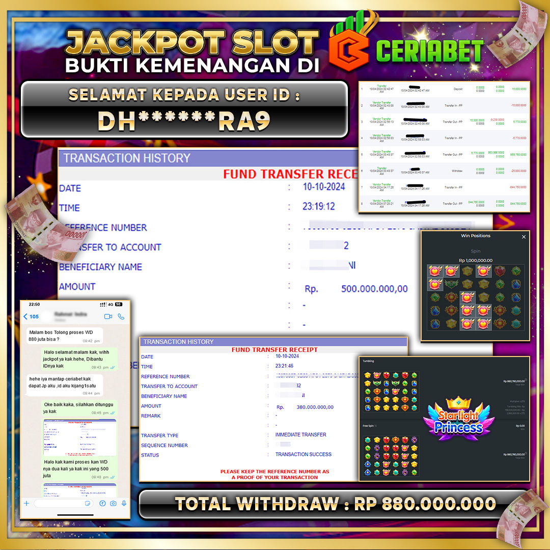 CERIABET JACKPOT STARLIGHT PRINCESS Rp.880.000.000.,- LUNAS