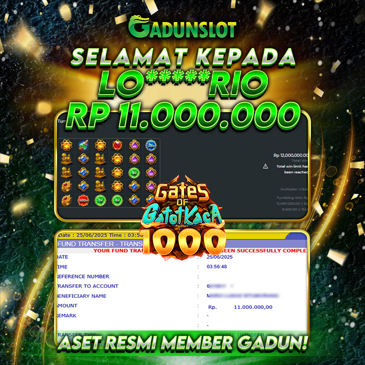 GADUNSLOT JACKPOT SLOT GATES OF GATOTKACA 1000  Rp 11.000.000., LUNAS