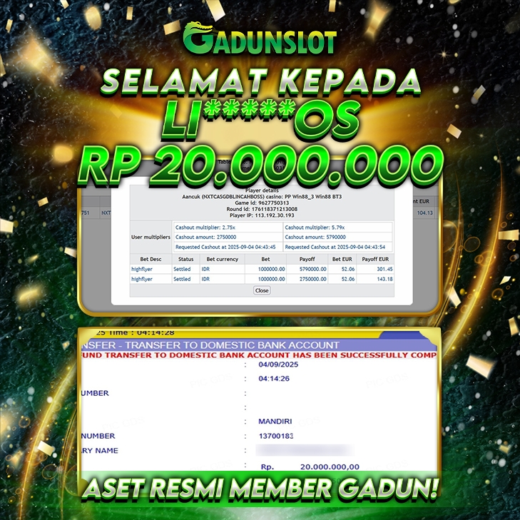 GADUNSLOT JACKPOT SLOT  Gates of Olympus Super Scatter Rp 20.000.000., LUNAS