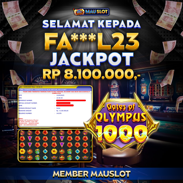 MAUSLOT JACKPOT GATES OF OLYMPUS 1000 Rp 8.100.000.,- LUNAS