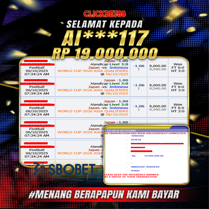 CLICKBET88 JACKPOT SBOBET Rp 19.000.000.,-LUNAS