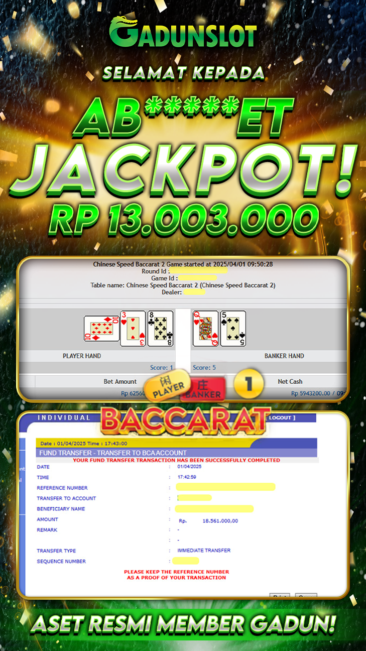 GADUNSLOT JACKPOT BACCARAT Rp.13.000.000., LUNAS