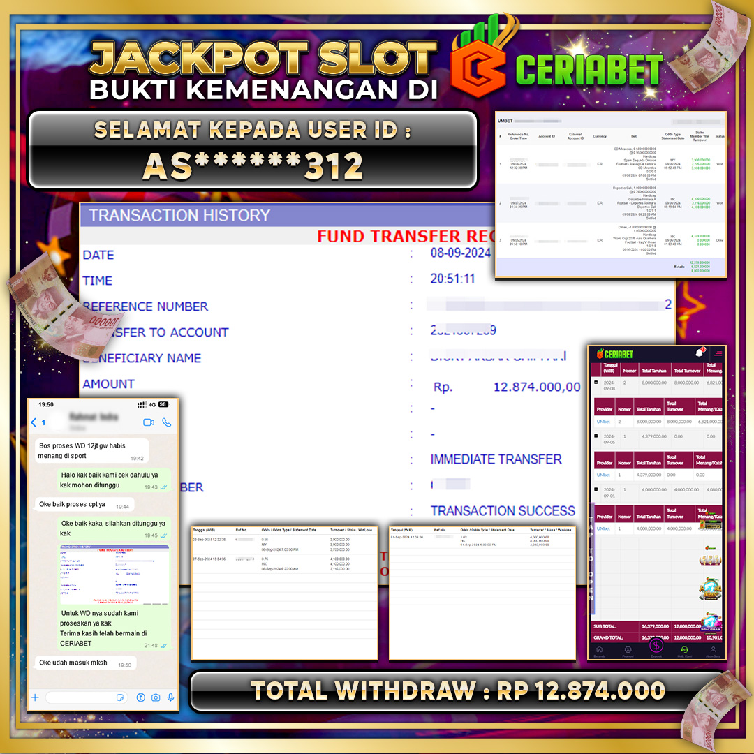 CERIABET JACKPOT SPORT UMBET Rp.12.874.000.,- LUNAS