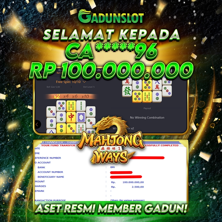 GADUNSLOT JACKPOT SLOT MAHJONG WAYS 2 Rp 100.000.000., LUNAS