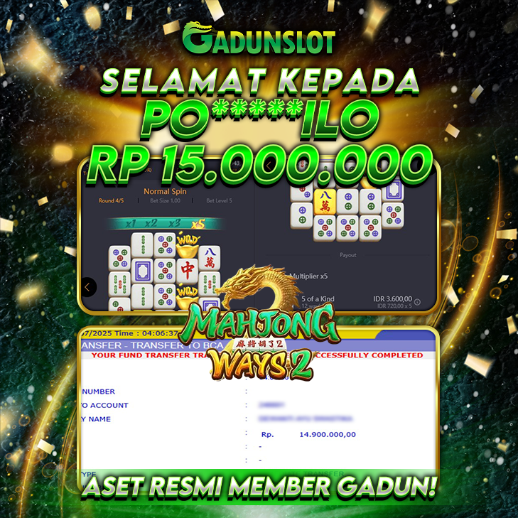 GADUNSLOT JACKPOT SLOT MAHJONG WAYS 2 Rp.15.000.000., LUNAS