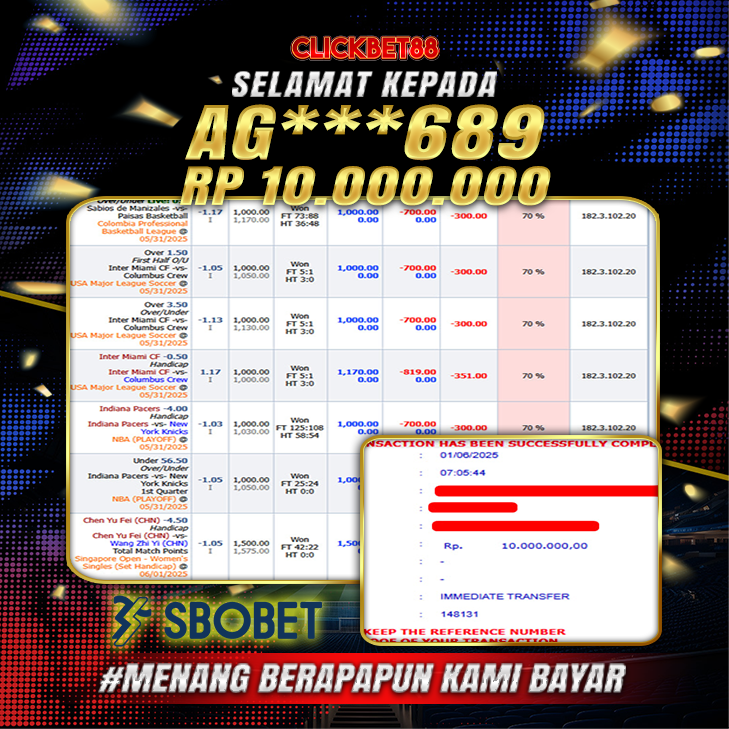 CLICKBET88 JACKPOT SBOBET Rp 10.000.000.,-LUNAS