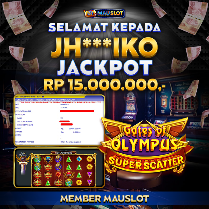 MAUSLOT JACKPOT GATES OF OLYMPUS SUPER SCATTER Rp 15.000.000.,- LUNAS