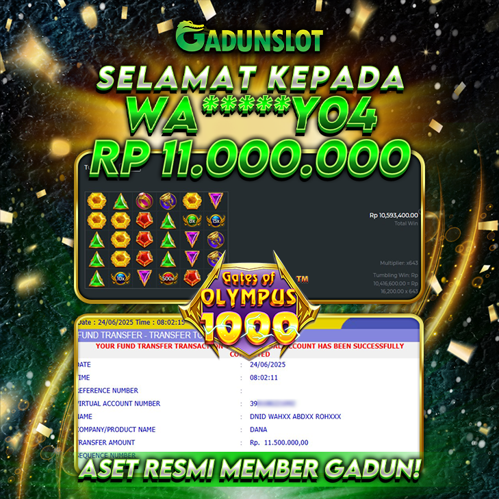 GADUNSLOT JACKPOT SLOT GATES OF OLYMPUS 1000  Rp 11.000.000., LUNAS