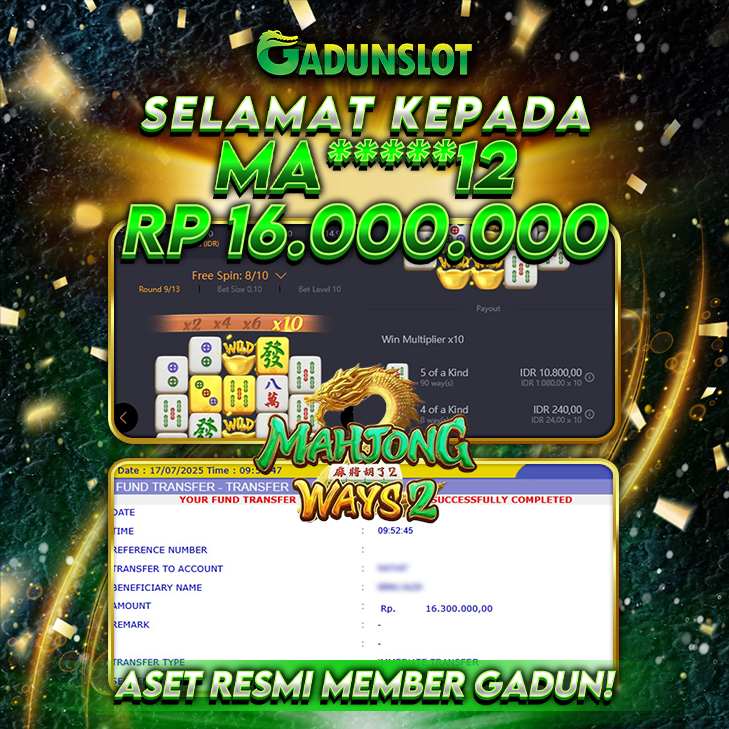 GADUNSLOT JACKPOT SLOT MAHJONG WAYS 2 Rp 16.000.000., LUNAS