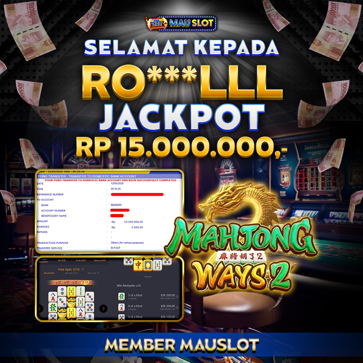 MAUSLOT JACKPOT MAHJONG WAYS 2 Rp 15.000.000.,- LUNAS