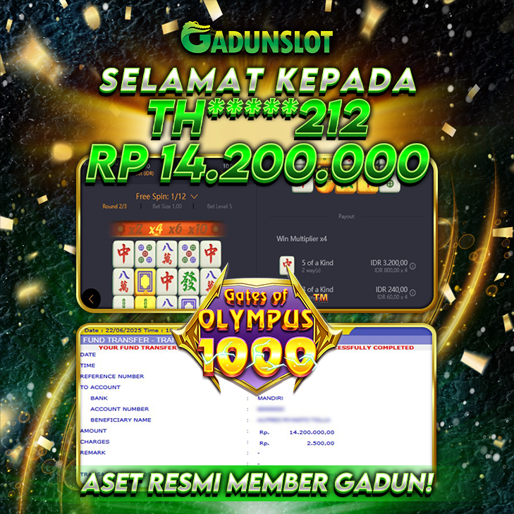 GADUNSLOT JACKPOT SLOT GATES OF OLYMPUS 1000 Rp 14.200.000., LUNAS