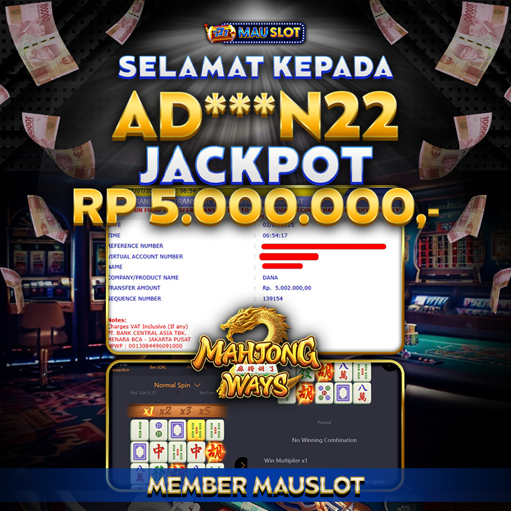 MAUSLOT JACKPOT MAHJONG WAYS Rp 5.000.000.,- LUNAS