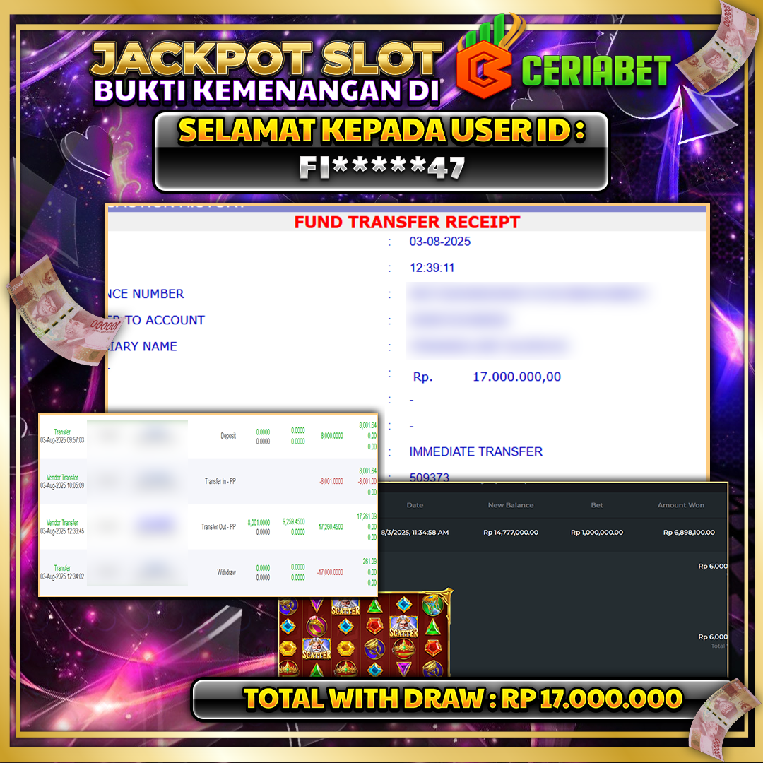 🎰 CERIABET JACKPOT SLOT GATES OF OLYMPUS SUPER SCATTER Rp 17.000.000 LUNAS 🎉