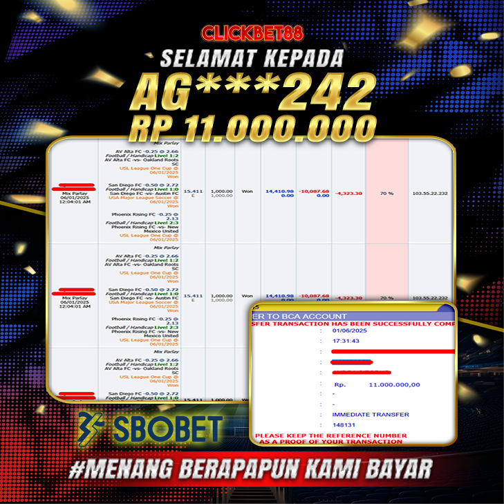 CLICKBET88 JACKPOT SBOBET Rp 11.000.000.,-LUNAS