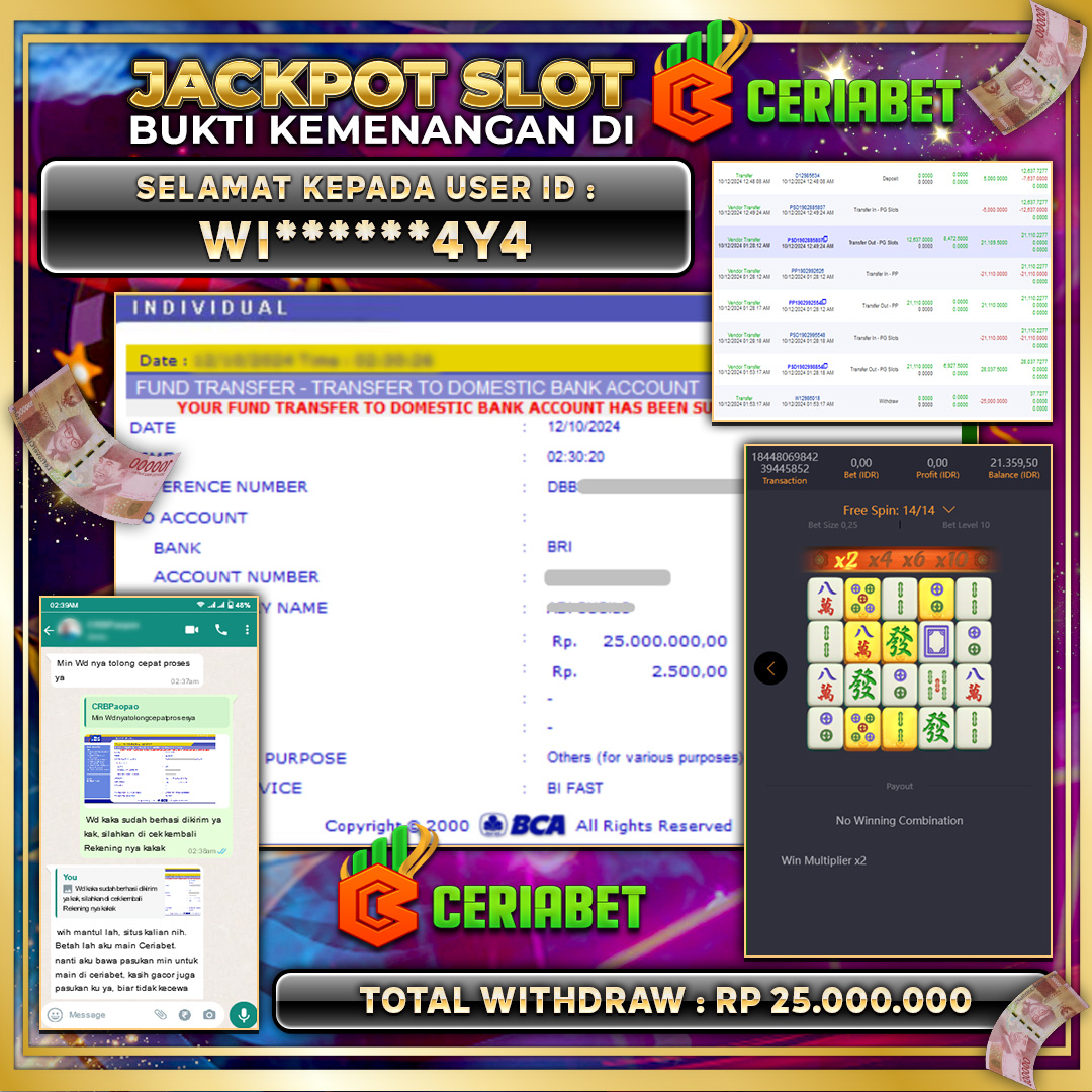 CERIABET JACKPOT MAHJONG WAYS Rp.25.000.000.,- LUNAS