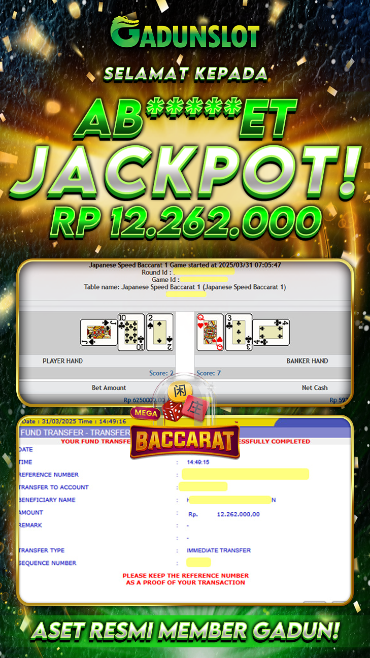 GADUNSLOT JACKPOT SLOT  BACCARAT1 Rp.12.000.000., LUNAS