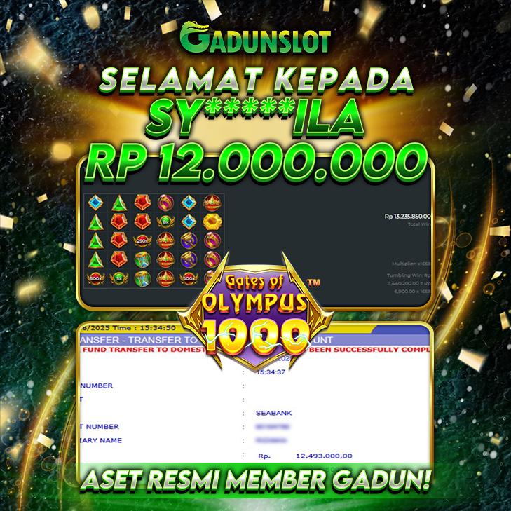 GADUNSLOT JACKPOT SLOT GATES OF OLYMPUS 1000 Rp 12.000.000., LUNAS