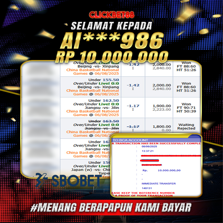 CLICKBET88 JACKPOT SBOBET Rp 10.000.000.,-LUNAS