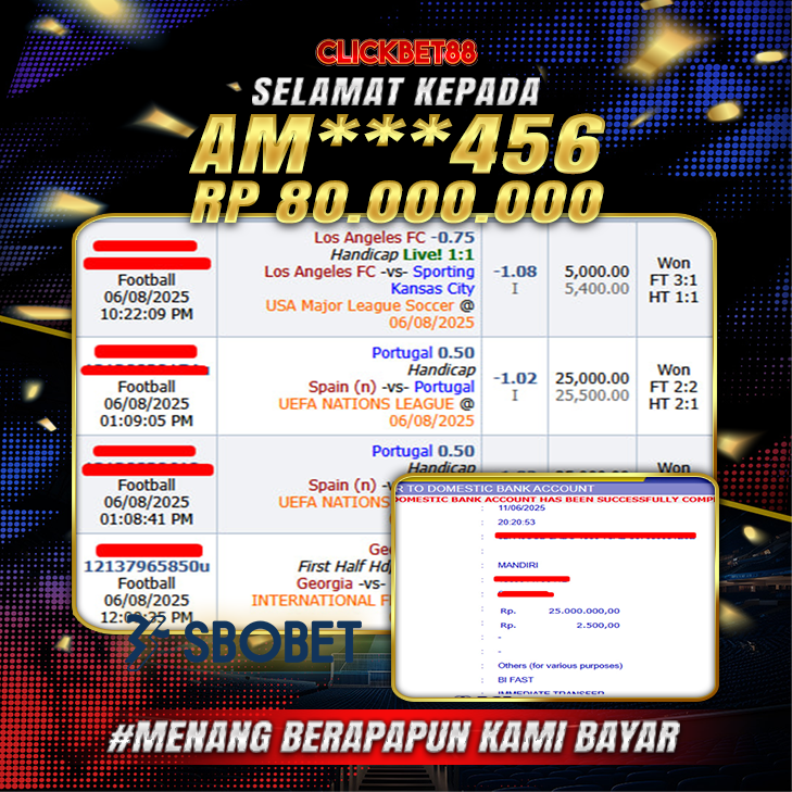 CLICKBET88 JACKPOT SBOBET Rp 80.000.000.,-LUNAS