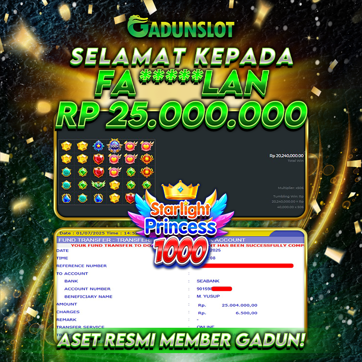 GADUNSLOT JACKPOT SLOT  STARLIGHT PRINCESS 1000 Rp.25.000.000., LUNAS