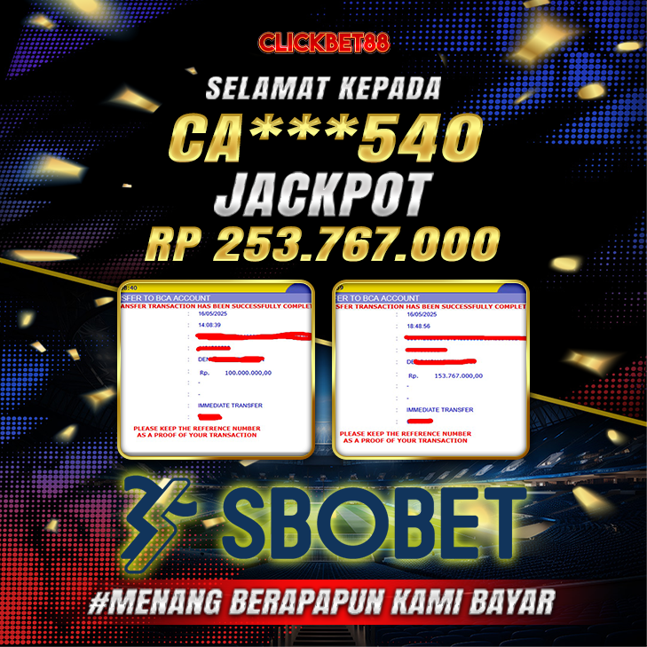 CLICKBET88 JACKPOT SBOBET Rp 253.767.000.,-LUNAS