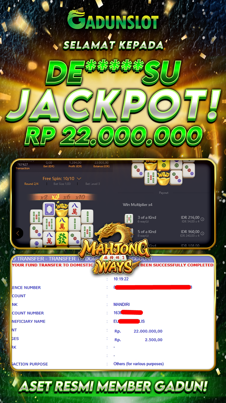 GADUNSLOT JACKPOT SLOT  MAHJONG WAYS Rp.22.000.000., LUNAS