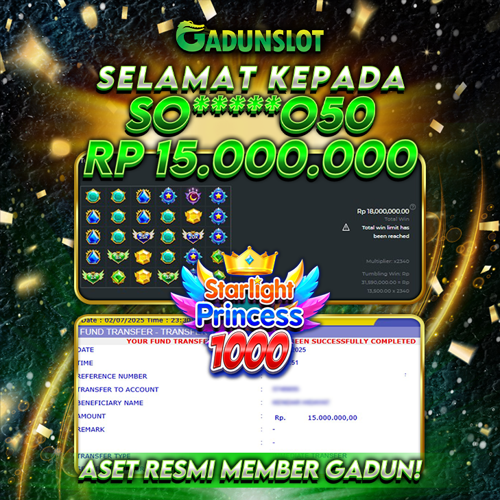GADUNSLOT JACKPOT SLOT  STARLIGHT PRINCESS 1000 Rp.15.000.000., LUNAS