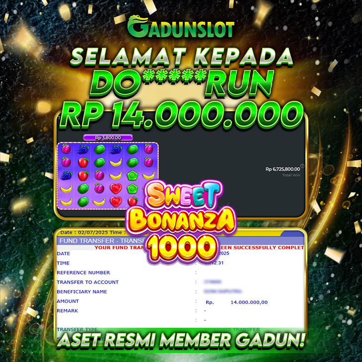 GADUNSLOT JACKPOT SLOT SWEET BONANZA 1000 Rp.14.000.000., LUNAS
