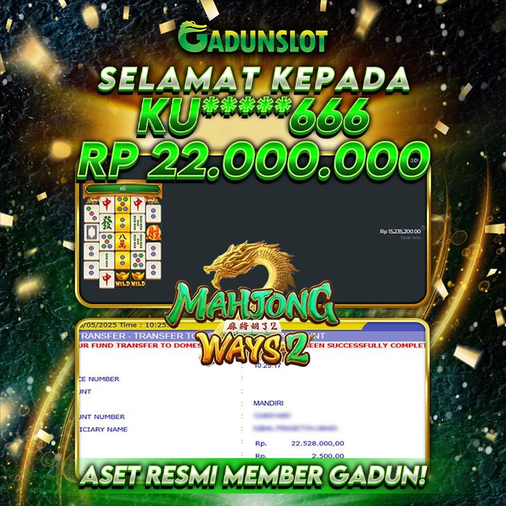 GADUNSLOT JACKPOT SLOT MAHJONG WAYS 2 Rp 22.000.000., LUNAS