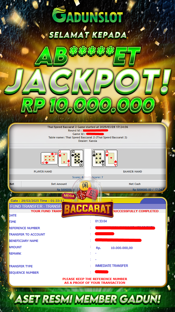 GADUNSLOT JACKPOT SLOT  BACCARAT2 Rp.10.000.000., LUNAS