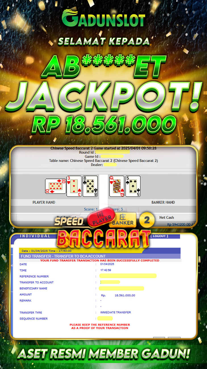 GADUNSLOT JACKPOT  BACCARAT2  Rp.18.561.000., LUNAS