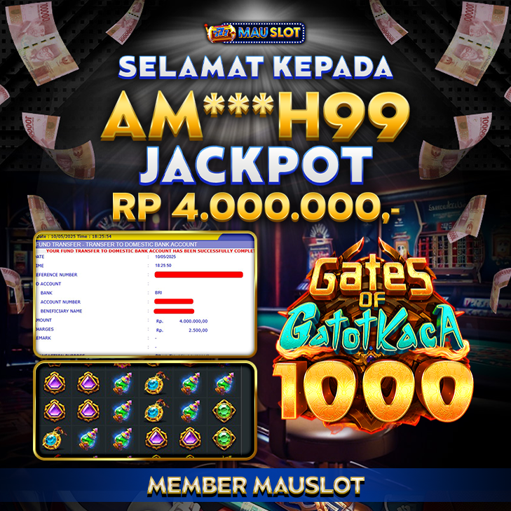 MAUSLOT JACKPOT GATES OF GATOTKACA 1000 Rp 4.000.000.,- LUNAS